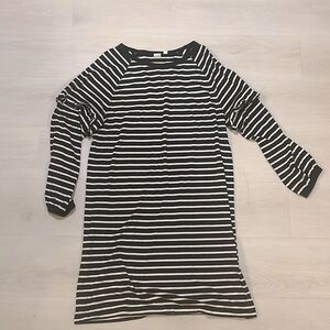 Gap Black White Striped Long Sleeve Midi Dress Large Tall